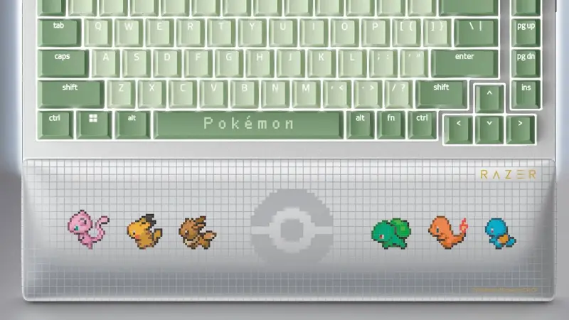 Close up of the Razer Pokedex Collection keyboard.