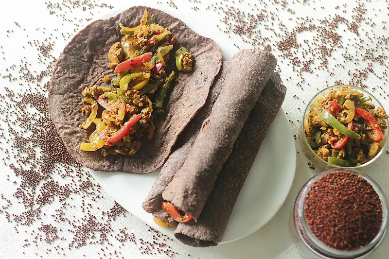 Swap wheat flour for ragi flour to make rotis and parathas