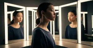 A mirror does not actually reverse left and right, even though your brain insists it does — it reverses front and back, creating a world where depth is flipped and the familiar face looking back is stranger than it feels