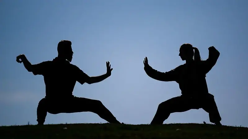 Tai Chi athlete Liyne Nisa Akgul trains outdoors in Turkiye's Izmir