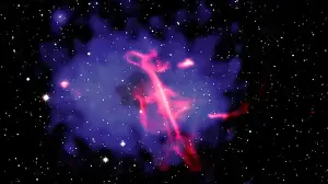 Supermassive black hole blasts out a neon 'treble clef' | Space photo of the day for Oct. 16, 2026