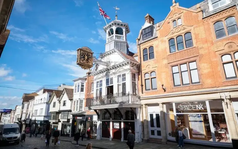 The name Guildford is said to originate from ‘golden ford’, a golden, sandy crossing of the river Wey