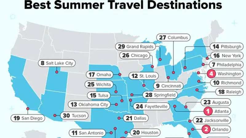 Best Summer Travel Destinations Map