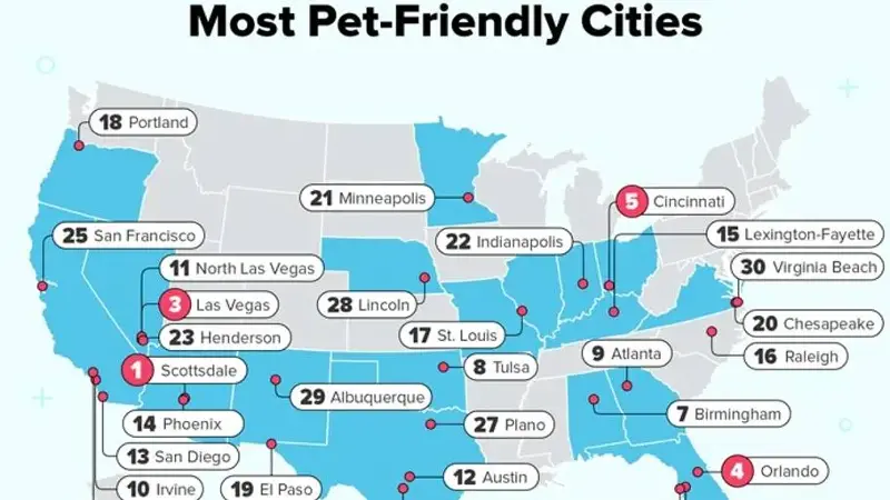 Most Pet-Friendly Cities Map