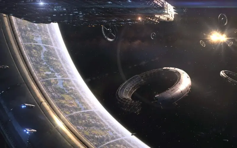 A futuristic space station floating in the Alpha Centauri system - Fermi Explorer