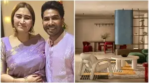 Step inside badminton player Jwala Gutta and actor Vishnu Vishal’s modern and moody 5,700 square foot Hyderabad home