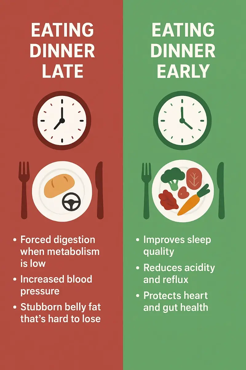 Dr Vatsya highlights that eating dinner early is a biological necessity.