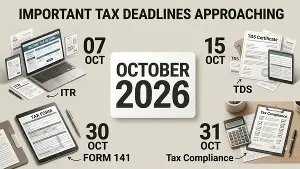 Income tax calendar October 2026: ITR, TDS, Form 141 and other deadlines to know