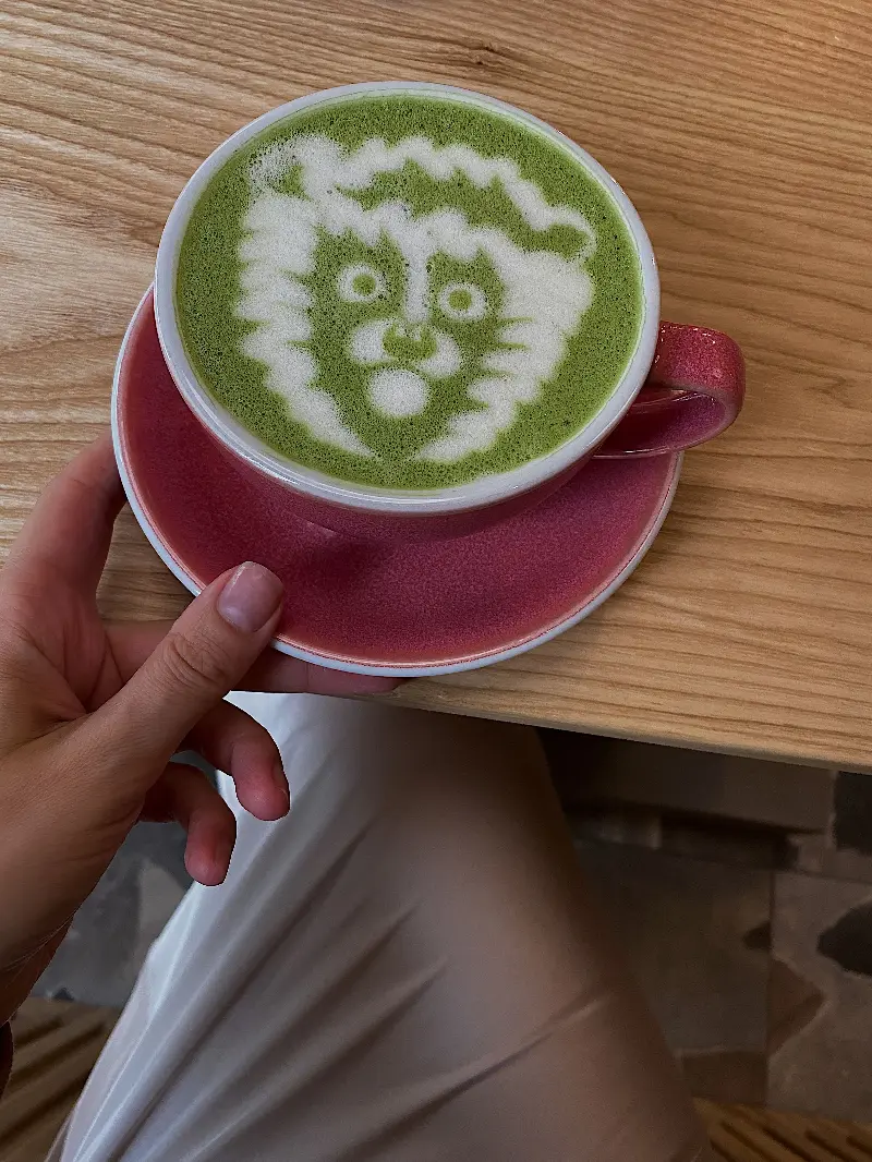 This is a shaken, milk-free matcha built with citrus juice instead of dairy, closer to a sour than a latte, pale green and lightly frothy on top.