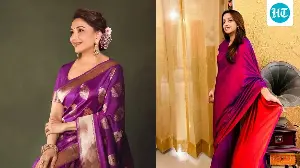Madhuri Dixit’s purple saree has me rethinking festive styling