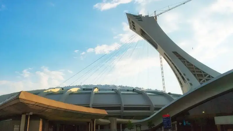 Olympic Stadium with Montreal Tower overhead