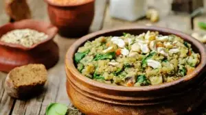 Healthy Masoor Dal Khichdi Combining Lentils Soya And Leafy Greens For Balanced Nutrition