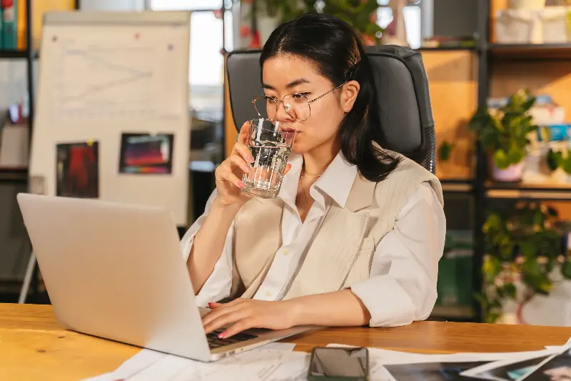 It is important to take water breaks at work to stay healthy. 