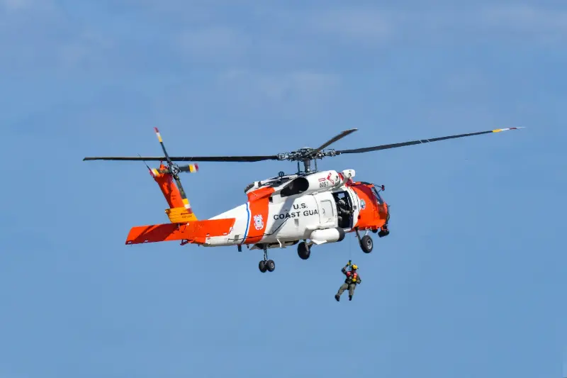A Sikorsky MH-60 Jayhawk rescue helicopter operated by the US Coast Guard in Sanford, Florida on Oct. 17, 2021.