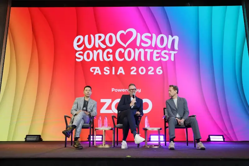 From left, Pulin Milintachinda, of S2O Productions, Martin Green, of the Eurovision Song Contest, and Peter Settman, of Voxovation. Eurovision Song Contest Asia