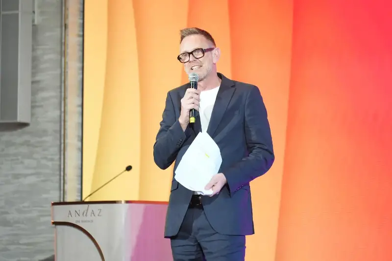 Martin Green greeting the guests and media. Eurovision Song Contest Asia