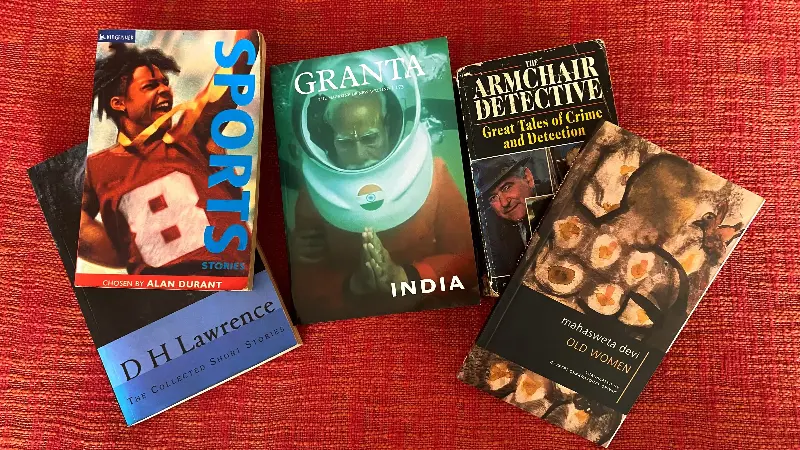 A collection of books on short stories.