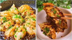 These sweet-and-spicy pan fried momos packed with protein and veggies are the perfect snack for a rainy evening