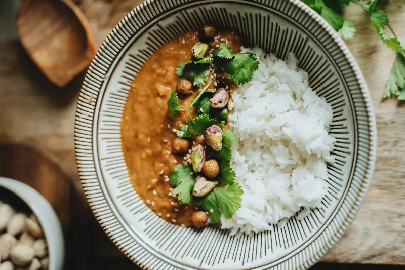Dal-chawal causes weight gain is because of the large portions of rice and low intake of protein and veggies. 