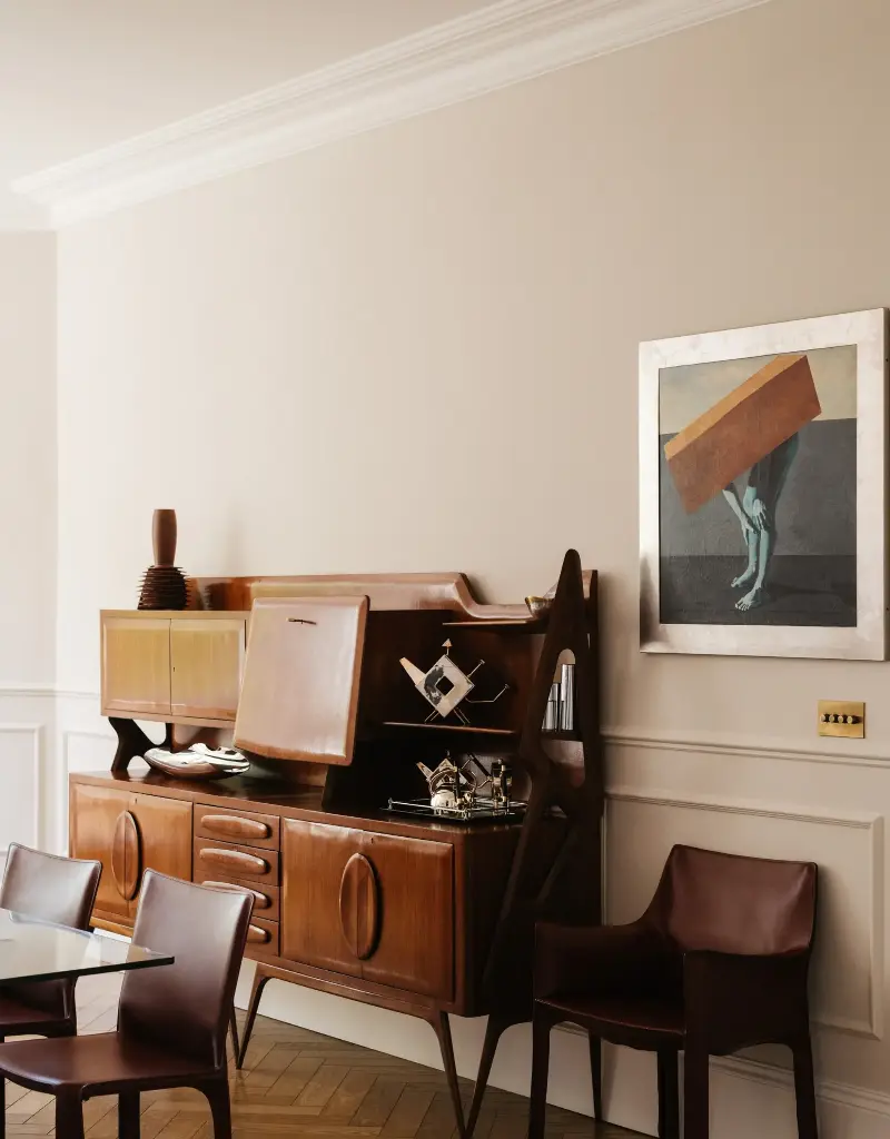 Beautiful antique finds bring character to this elegant home. &nbsp;Ellen Hancock, Delve Architect