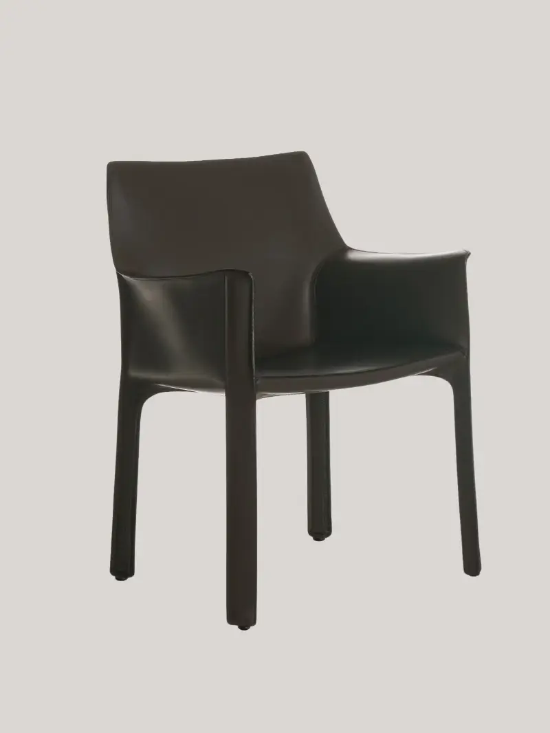 Cassina, Cab 413 Black Saddle Leather Armchair by Mario Bellini