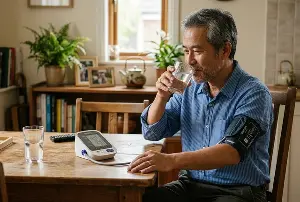 How much water should people with high blood pressure drink each day?