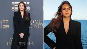 Huma Qureshi’s first Cannes 2026 appearance swaps dramatic gowns for a sophisticated black power suit and luxe diamonds