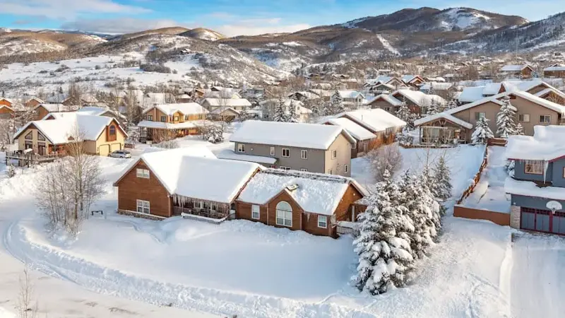 Winter village from midair