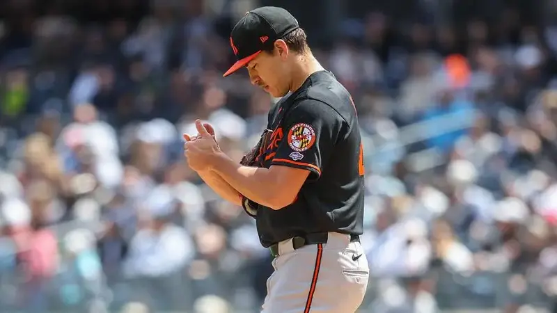 Baltimore Orioles starting pitcher Trey Gibson