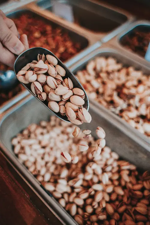 Pistachios are good for health, so it's recommended to eat about 49–98 nuts a day