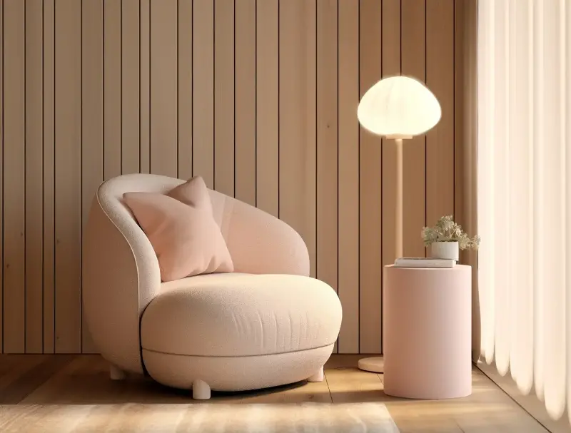 The rounded features evoke a sense of emotional ease in the space. 