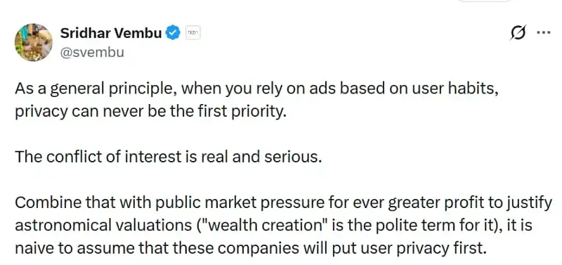 Sridhar Vembu's post Sridhar Vembu's post