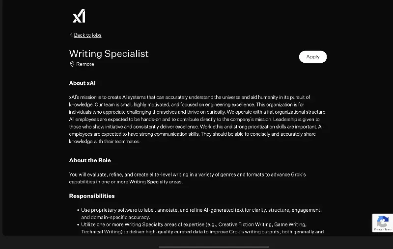 xAI is looking to hire a writing specialist