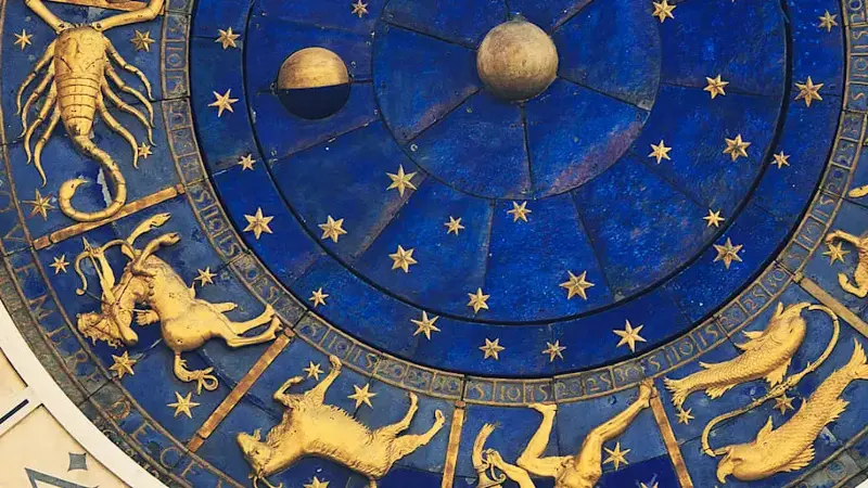 Astronomical clock face in Venice, Italy. 