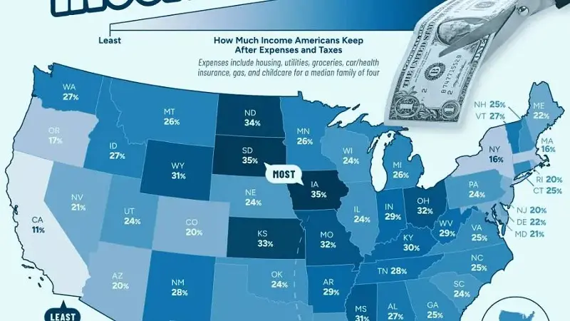 American Family Income After Expenses map
