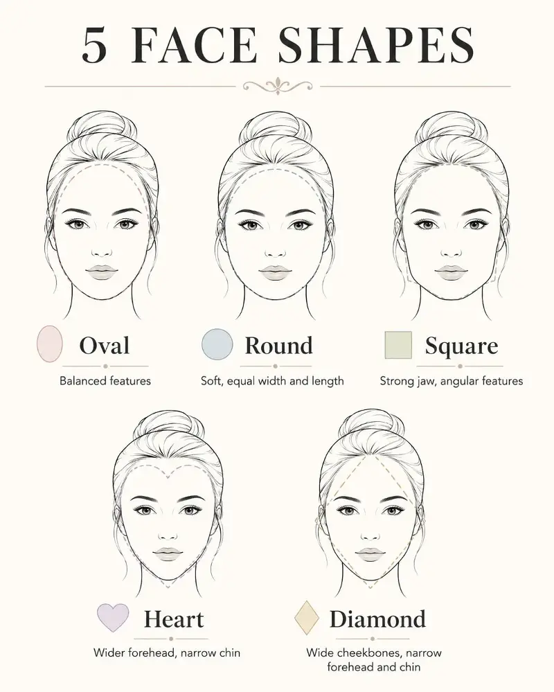 There are five main face shapes. 