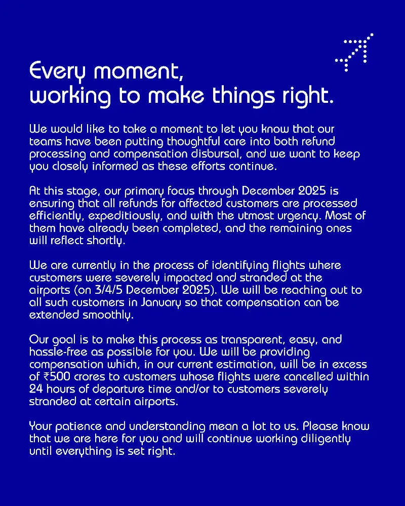 IndiGo issues statement