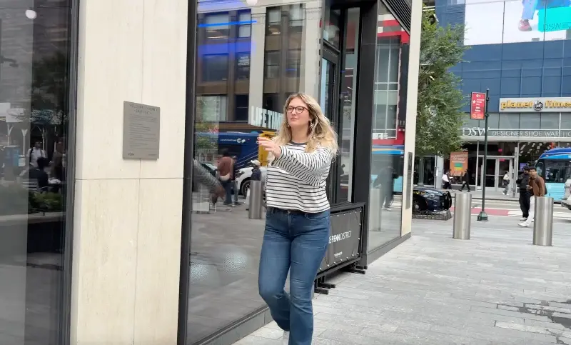 This exercise routine, as seen in action from The Independent’s science correspondent Julia Musto, is known as ‘lymphatic walking’ (Julia Musto/Zack Palomo)