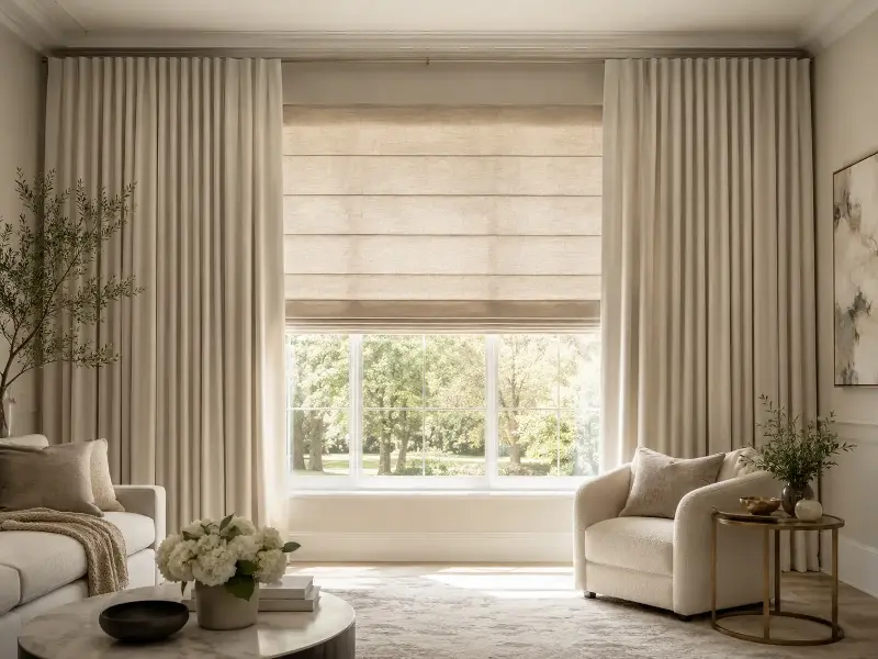 Layer texture to amplify the cosiness of the space around the window. 