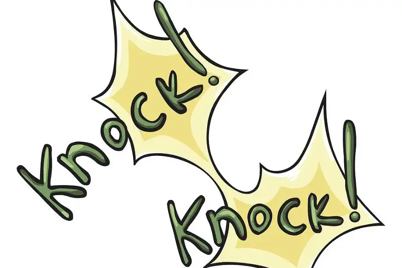 Vector Cartoon Comics Phrase - Knock Knock.