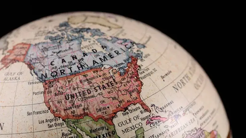 Vintage style globe showing North America