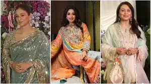 Timeless beauties Tabu, Sonali Bendre, Rani Mukerji wore prettiest ethnic looks at Sooraj Barjatya daughter's reception