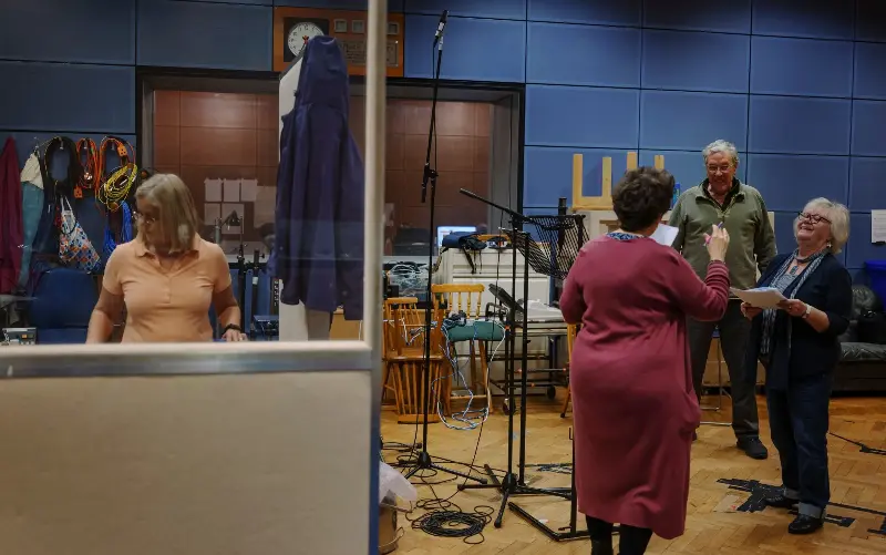 The Archers cast rehearse an episode at the BBC 4 studios in Birmingham - The Washington Post/Jose Sarmento Matos