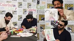 ‘Pookie girl dads’ Ranbir Kapoor, Yash channel their inner child in a colouring session at Ramayana promotions