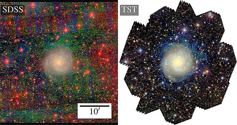 A nearby spiral galaxy is twice as large as astronomers thought