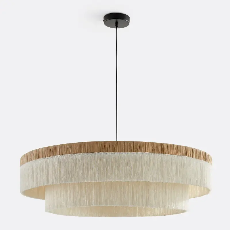 Kavi 86cm Diameter Fringed Raffia Ceiling Light