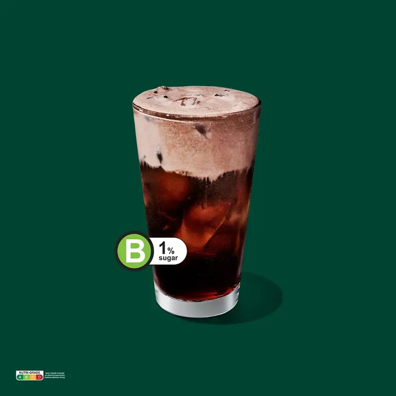 Starbucks Singapore's Iced Chocolate Cream Protein Americano topped with Protein Cold Foam