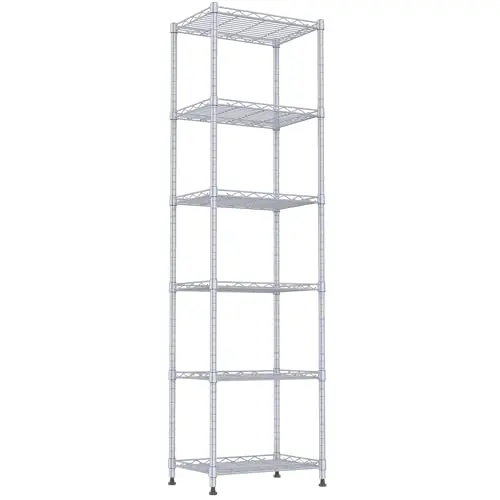 Regiller 6 Wire Shelving Steel Storage Rack Adjustable Unit Shelves for Laundry Bathroom Kitchen Pantry Closet(silver, 11.7