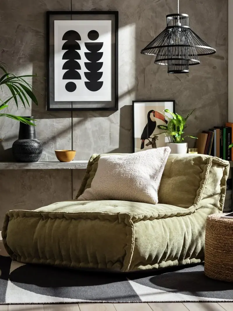 Habitat Estelle Quilted Bean Bag - Green