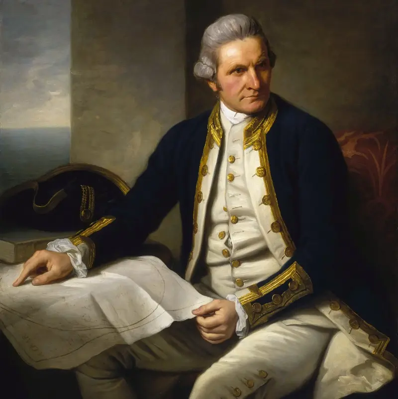 Oil on canvas painting of Captain James Cook (1728-1779) by Nathaniel Dance-Holland (1735-1811) - Pictures from History/Universal Images Group Editorial